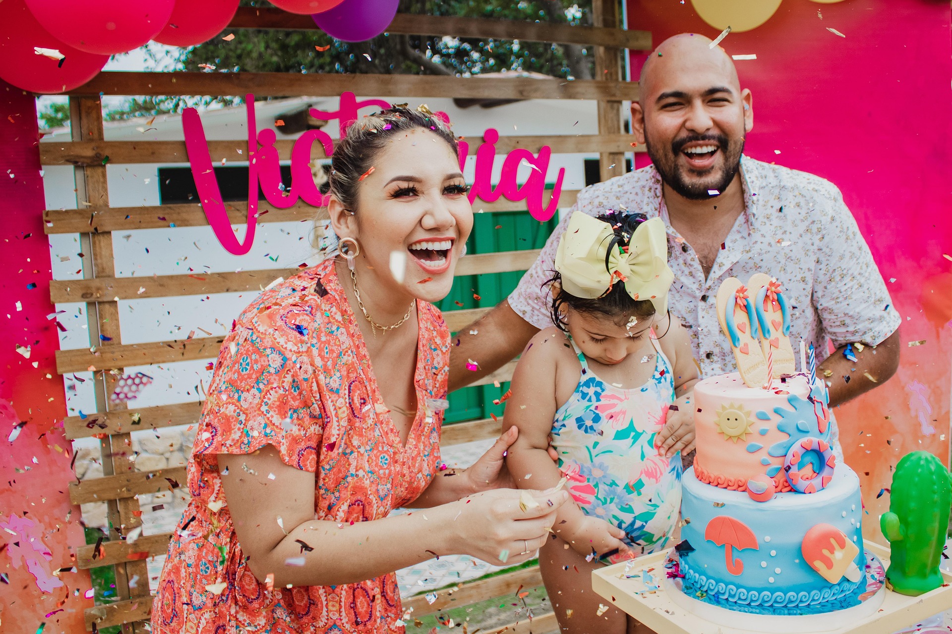A family celebrating a birthday together