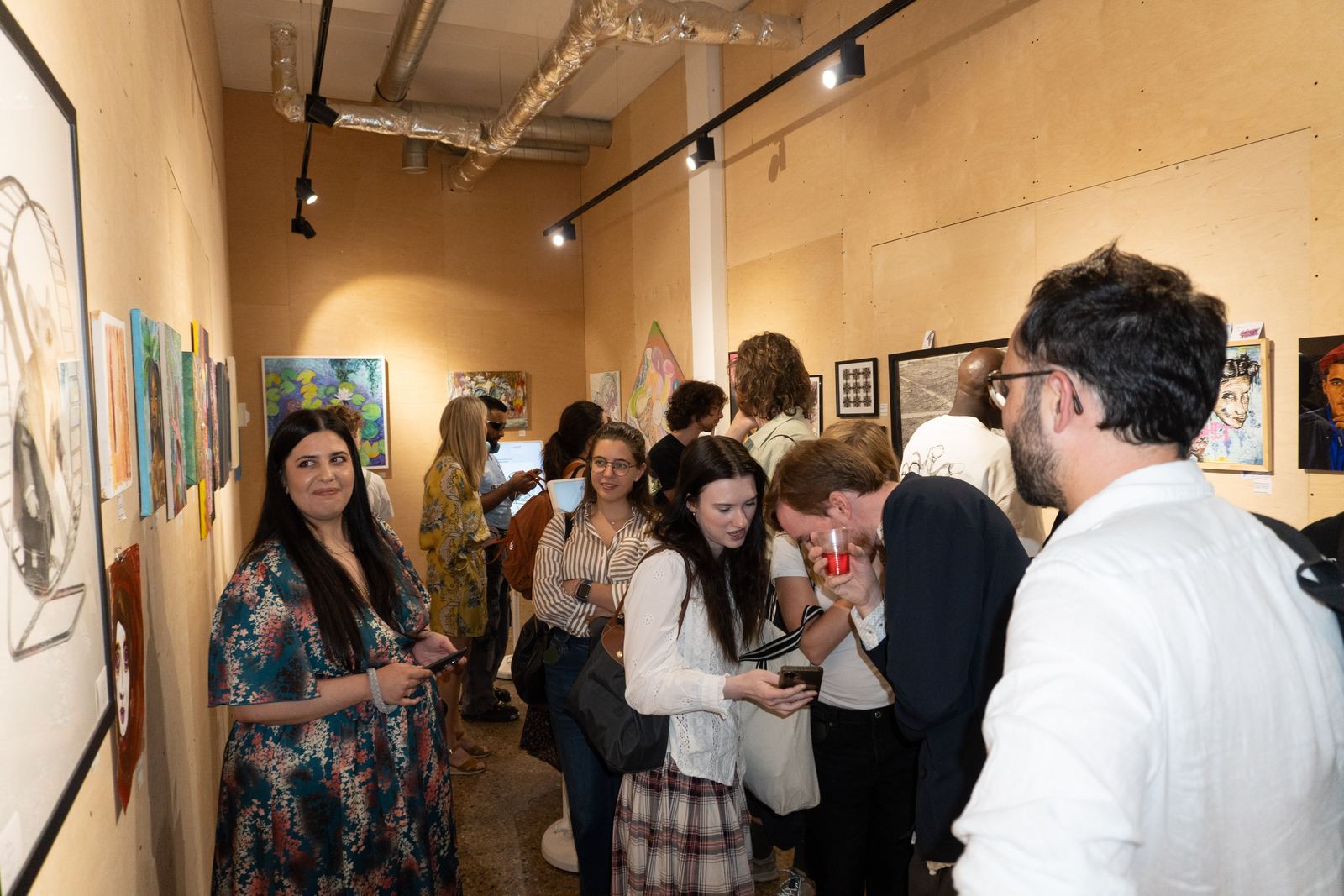 A busy exhibition crowd